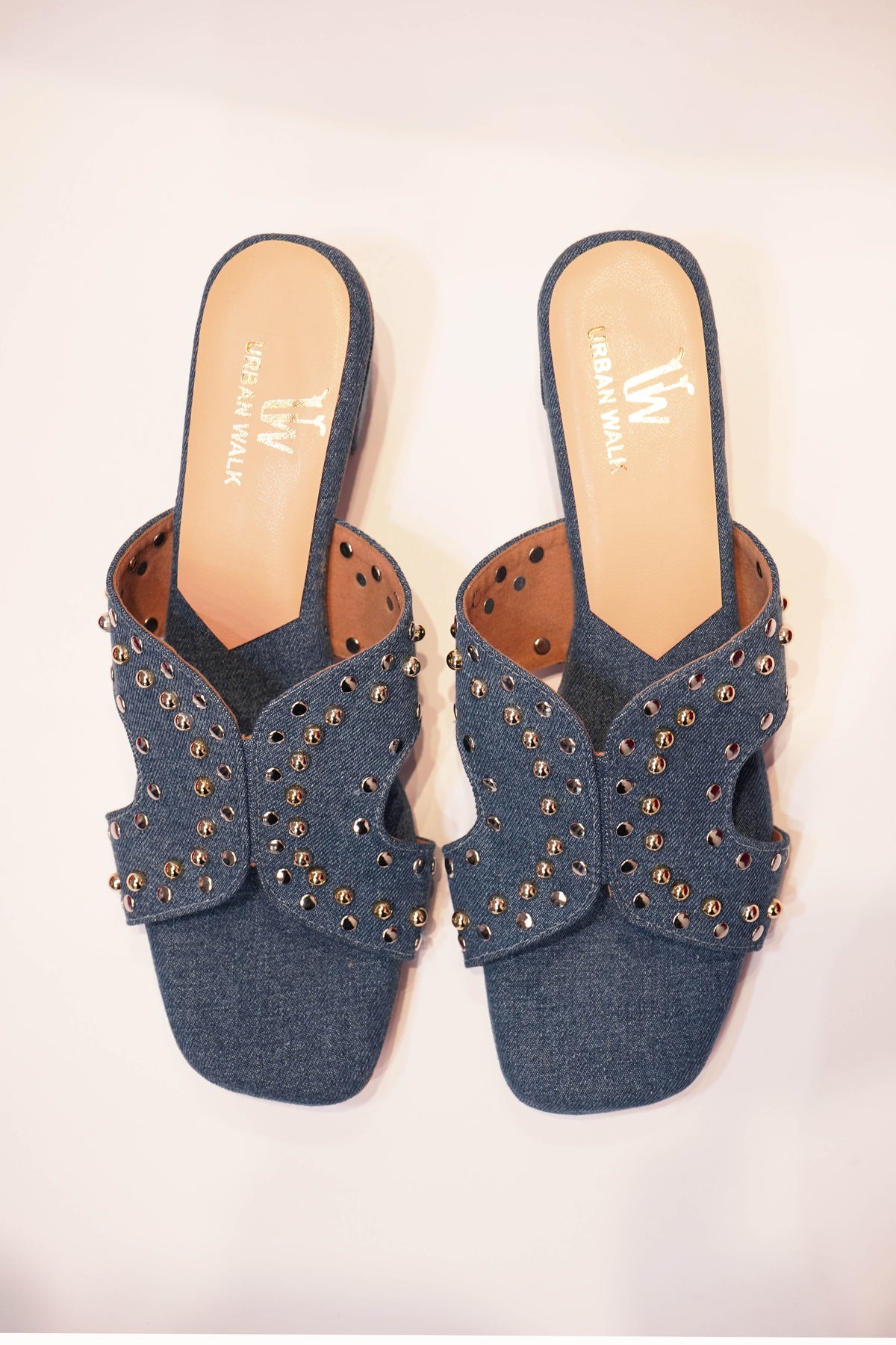Denim Stud Heels