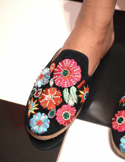 Botanical Embroidered Mules
