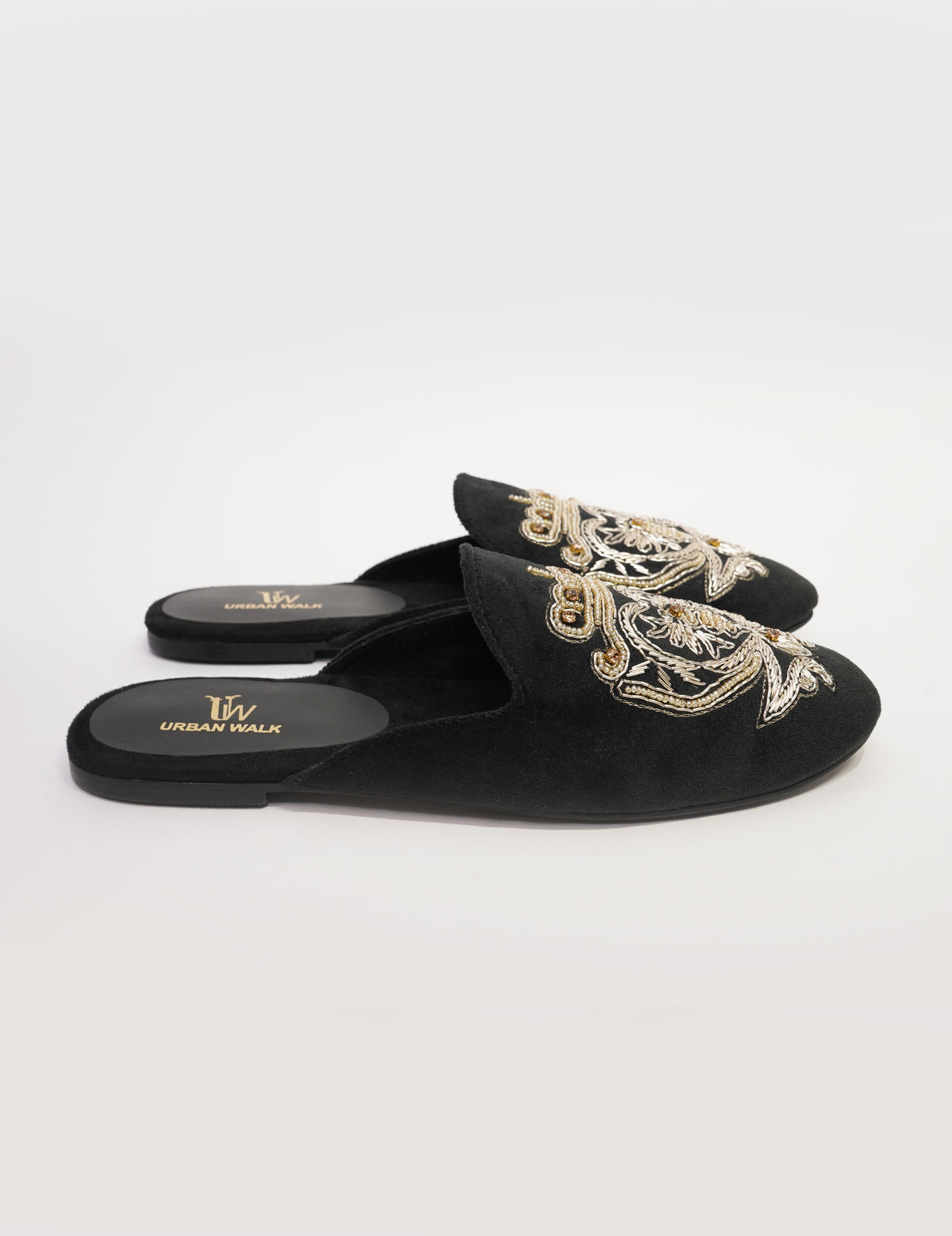 Royal Crest Embroidered Mules